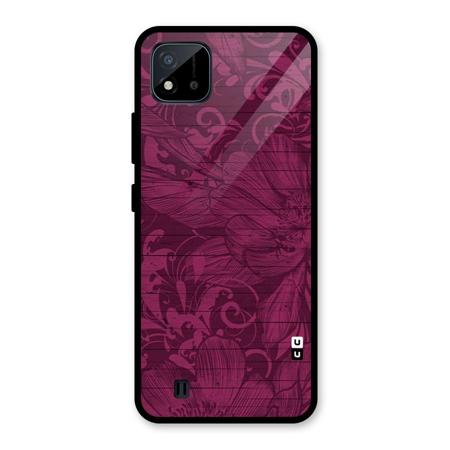 Magenta Floral Pattern Glass Back Case for Realme C11 2021