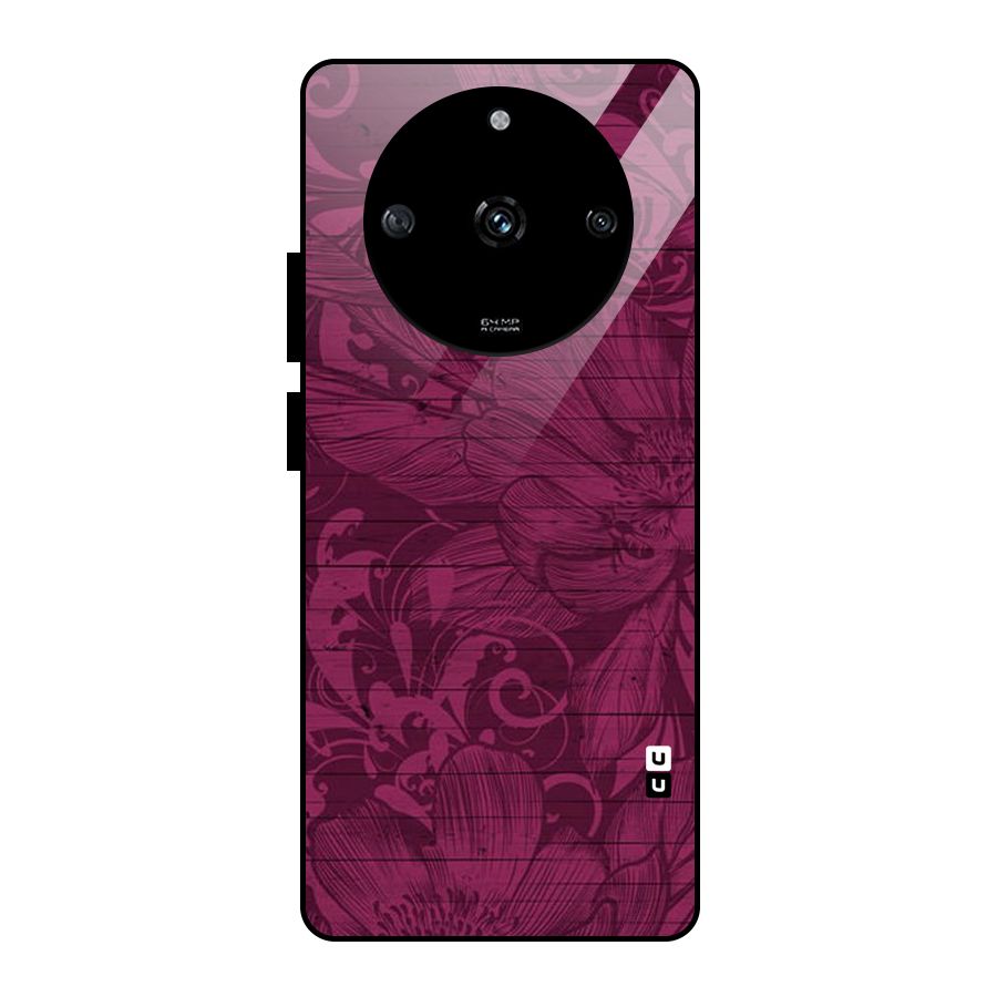 Magenta Floral Pattern Glass Back Case for Realme Narzo 60 5G