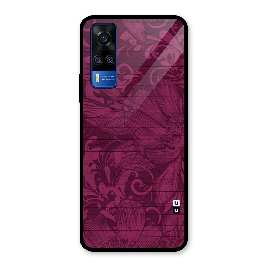 Magenta Floral Pattern Glass Back Case for Vivo Y31