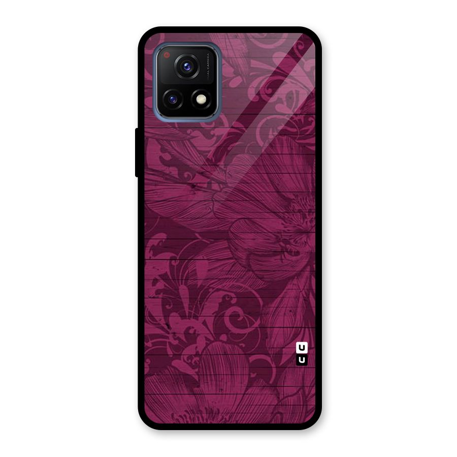 Magenta Floral Pattern Glass Back Case for Vivo Y72 5G