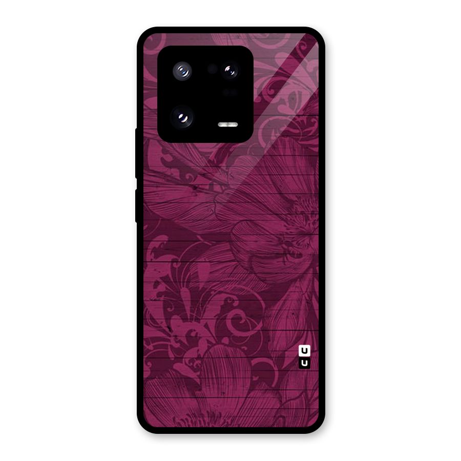 Magenta Floral Pattern Glass Back Case for Xiaomi 13 Pro