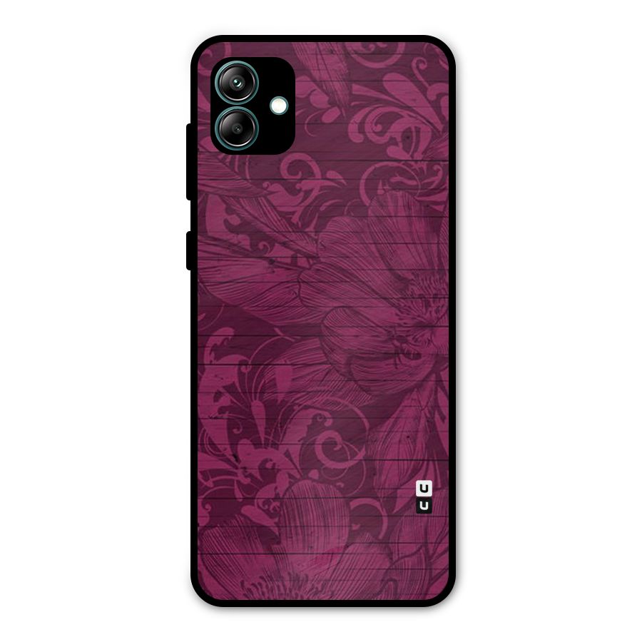 Magenta Floral Pattern Metal Back Case for Galaxy A04