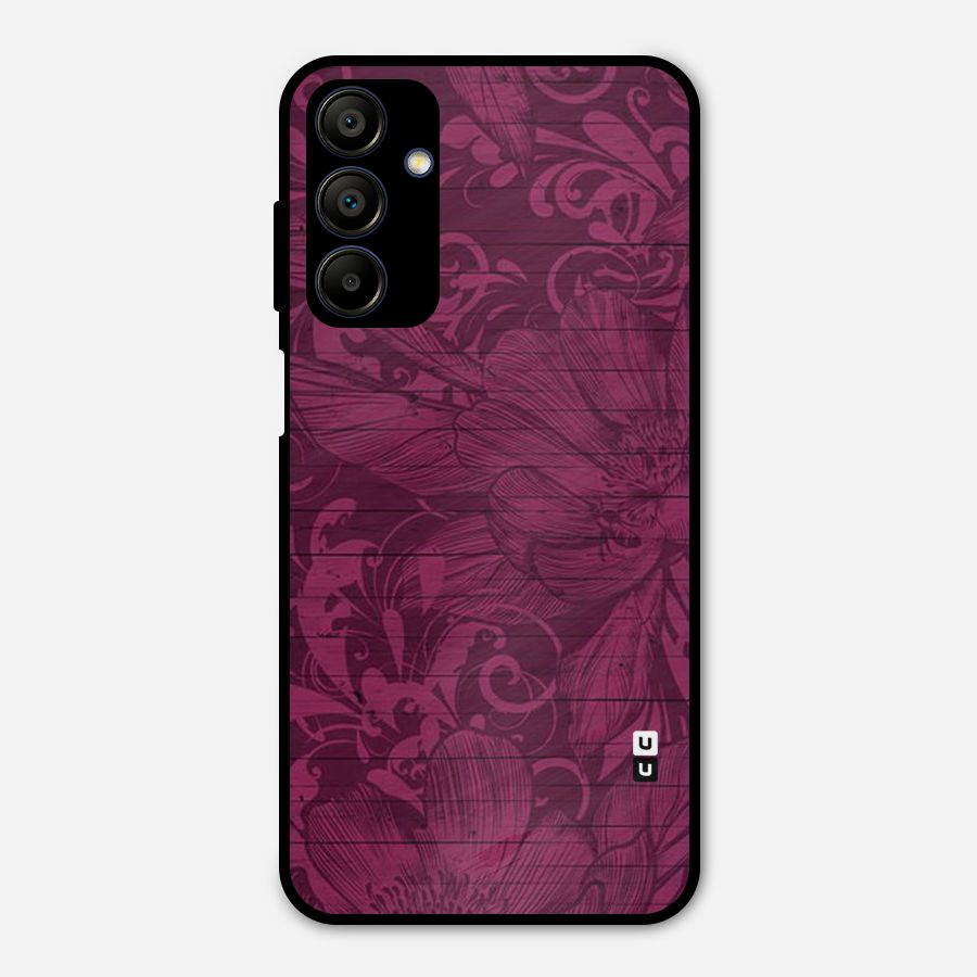 Magenta Floral Pattern Metal Back Case for Galaxy A15 5G