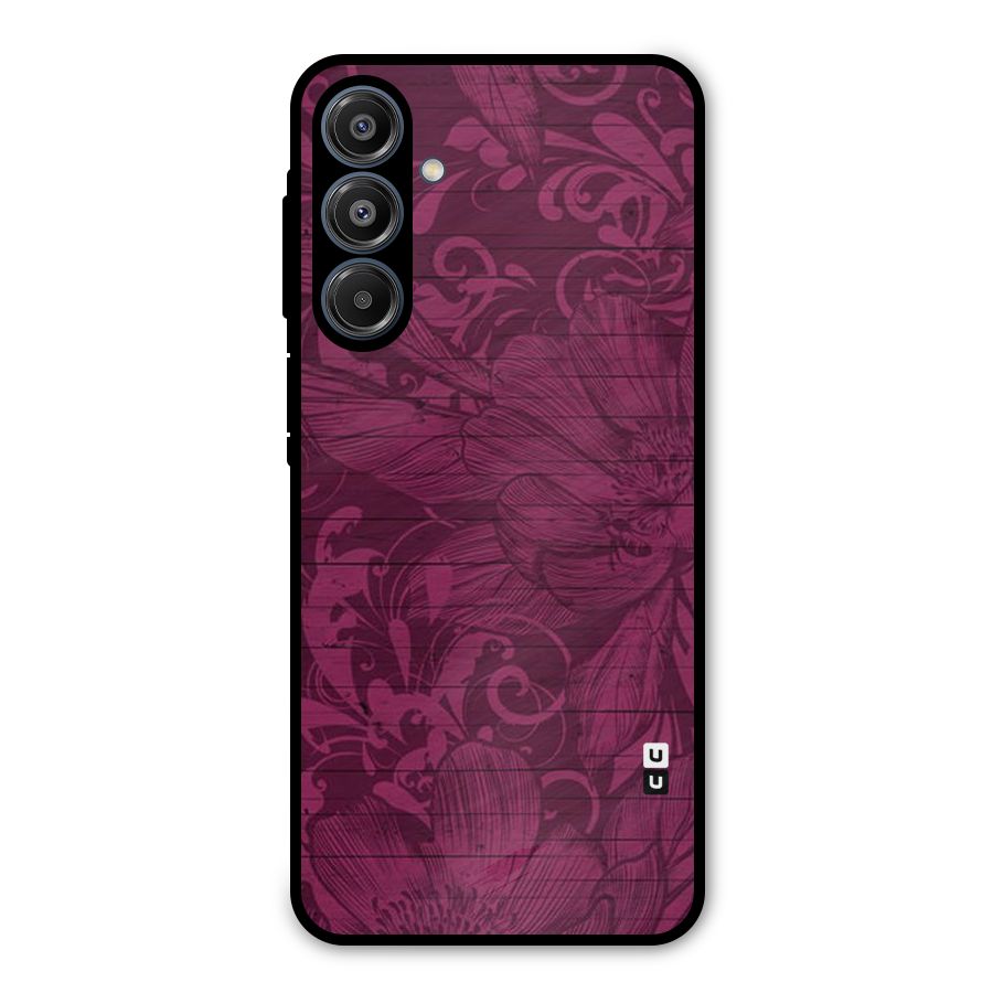 Magenta Floral Pattern Metal Back Case for Galaxy A16 5G