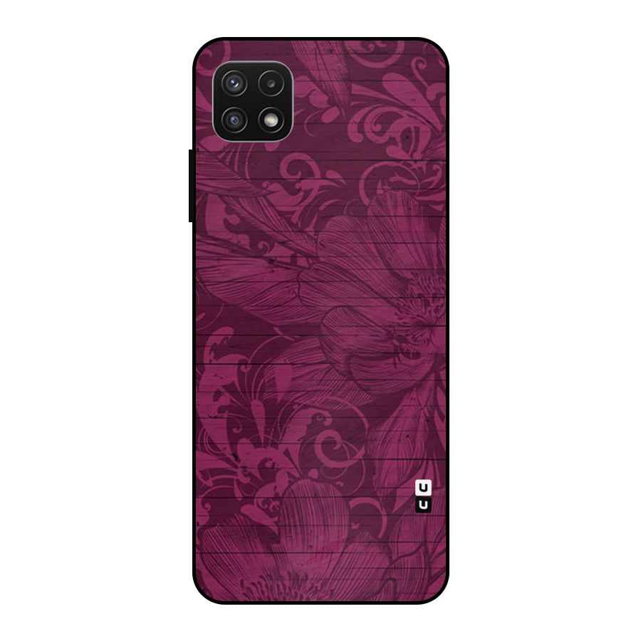 Magenta Floral Pattern Metal Back Case for Galaxy A22 5G