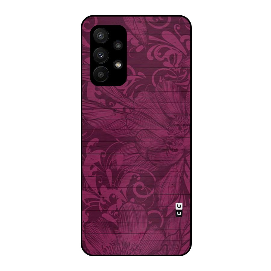 Magenta Floral Pattern Metal Back Case for Galaxy A23