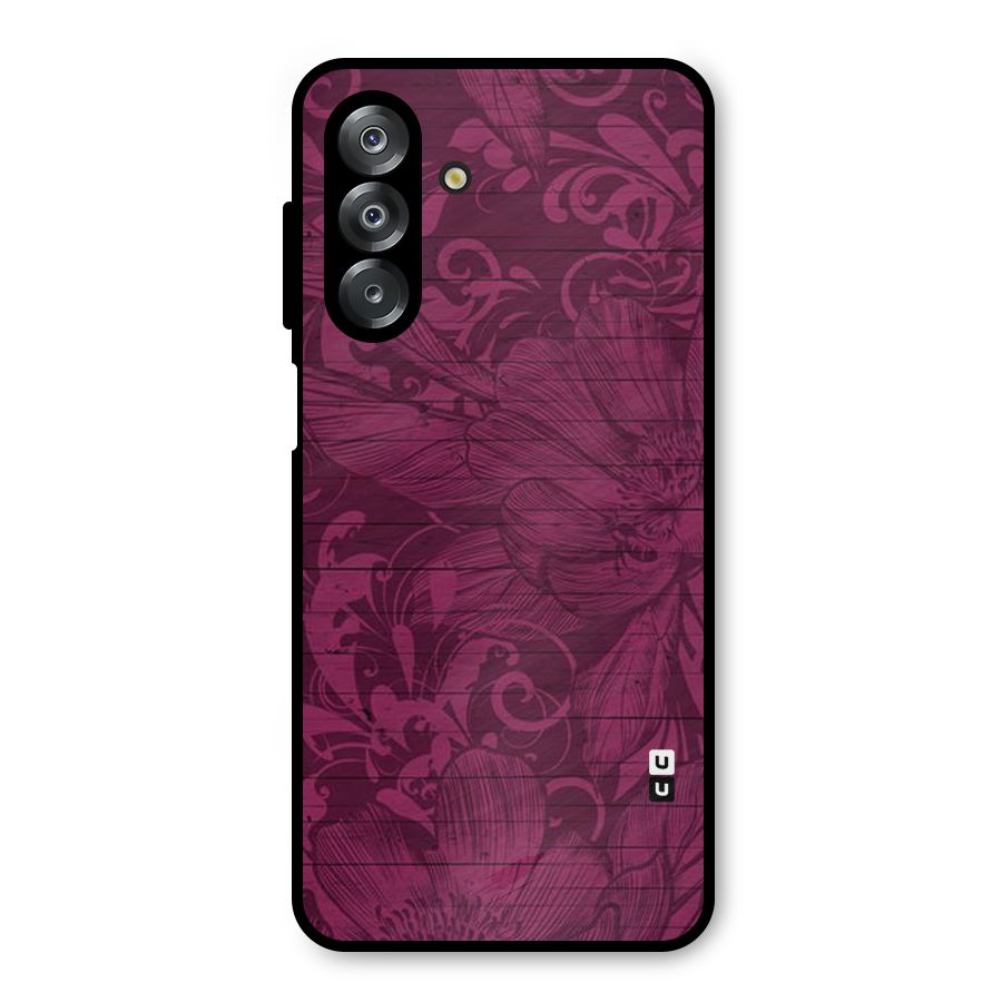 Magenta Floral Pattern Metal Back Case for Galaxy A26
