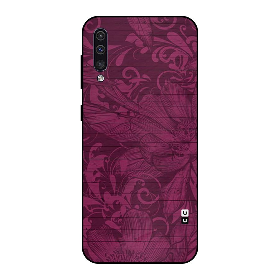 Magenta Floral Pattern Metal Back Case for Galaxy A30s