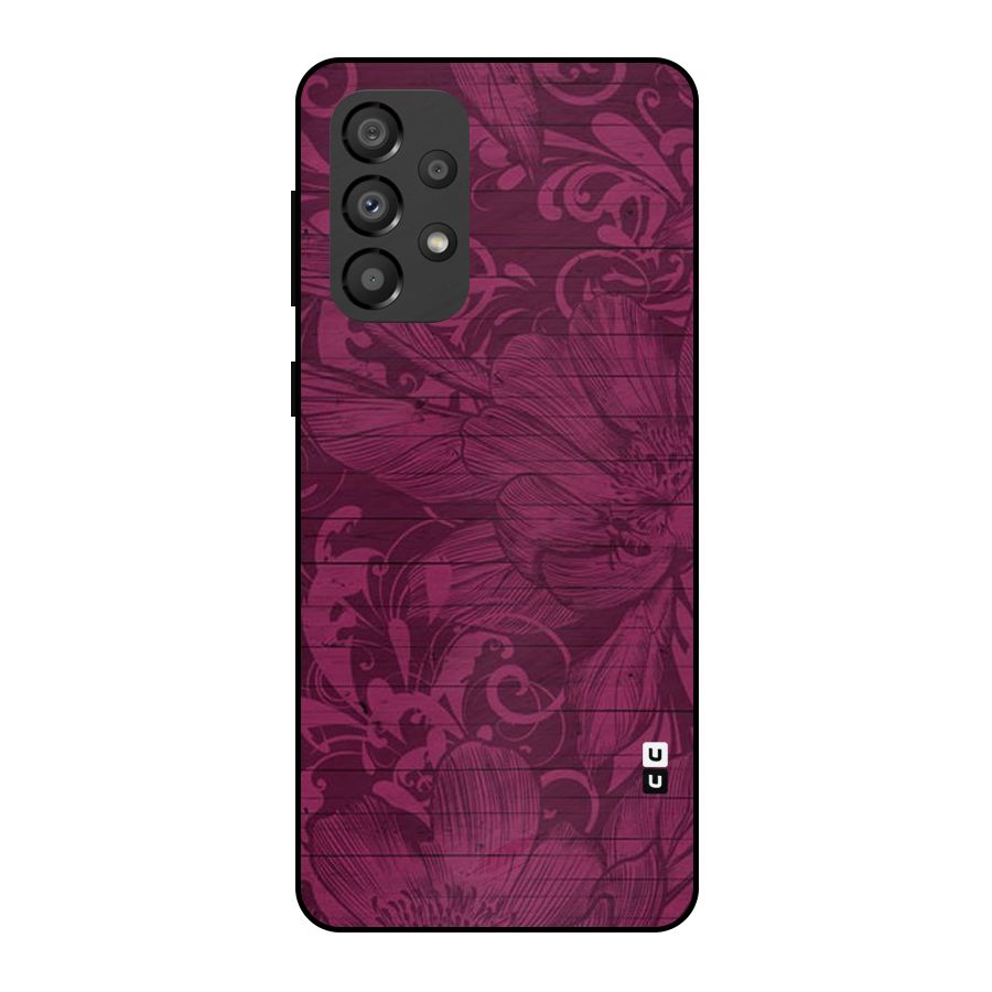 Magenta Floral Pattern Metal Back Case for Galaxy A33 5G