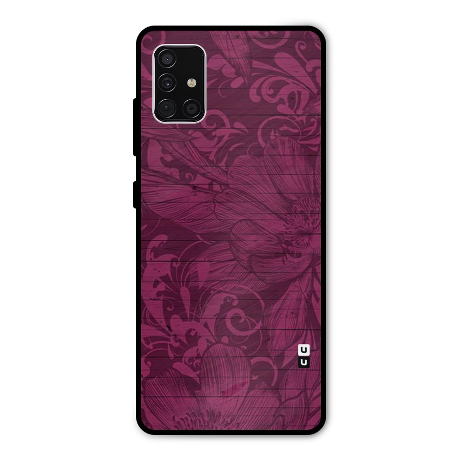Magenta Floral Pattern Metal Back Case for Galaxy A51
