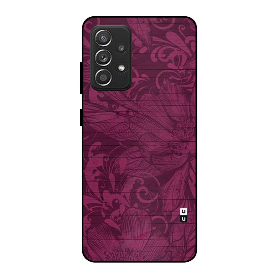Magenta Floral Pattern Metal Back Case for Galaxy A52