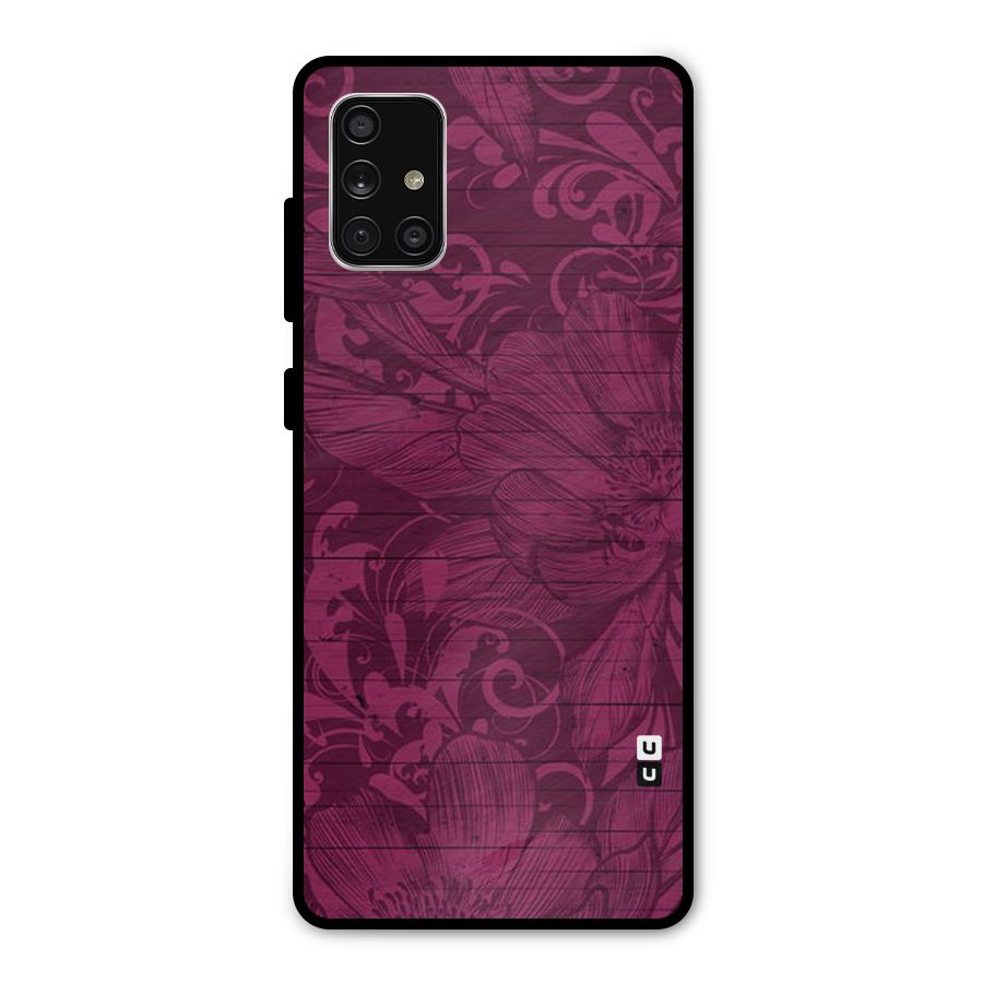 Magenta Floral Pattern Metal Back Case for Galaxy A71
