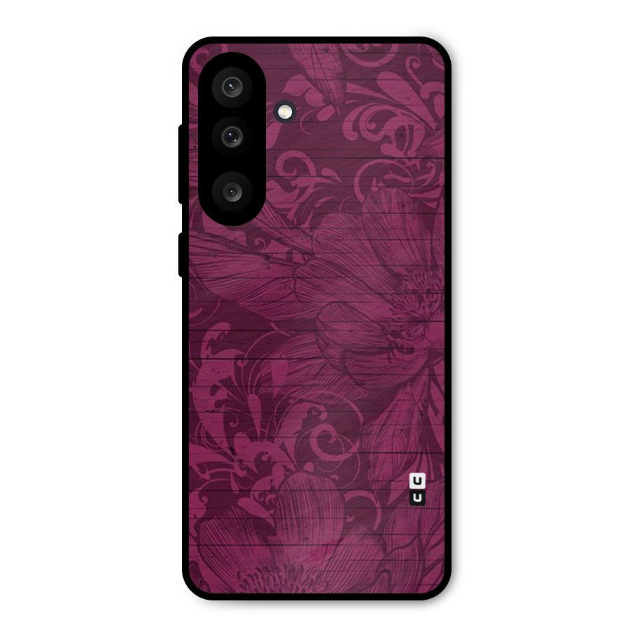 Magenta Floral Pattern Metal Back Case for Galaxy F56