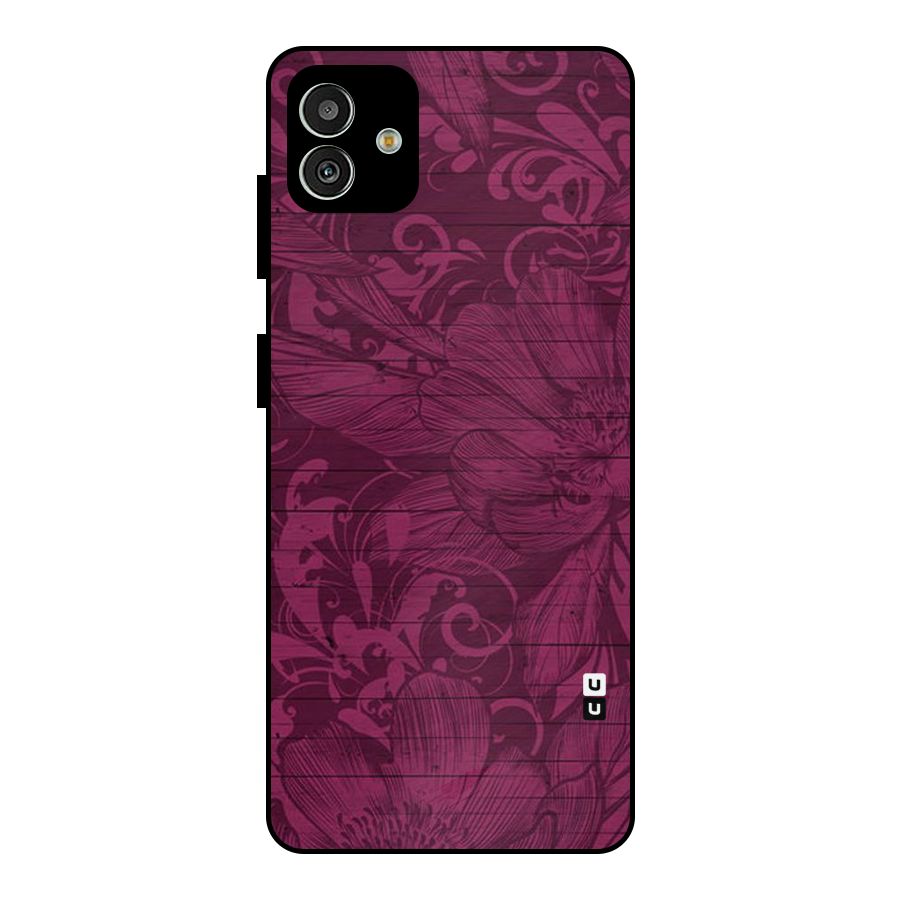 Magenta Floral Pattern Metal Back Case for Galaxy M13 5G