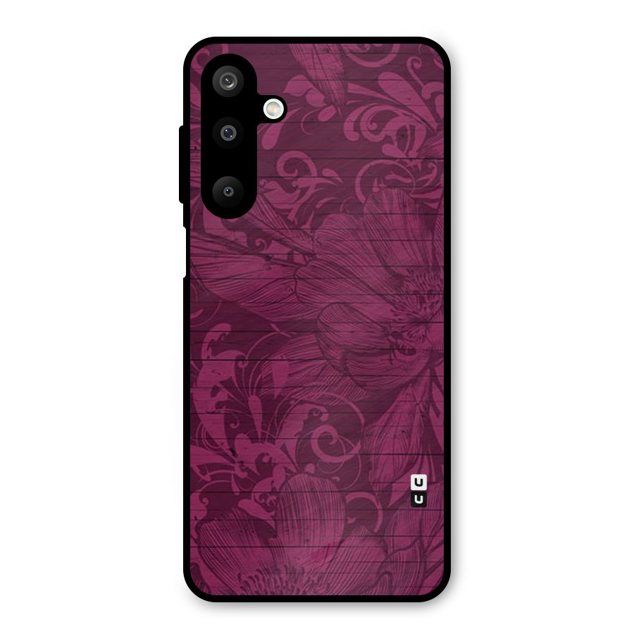 Magenta Floral Pattern Metal Back Case for Galaxy M16