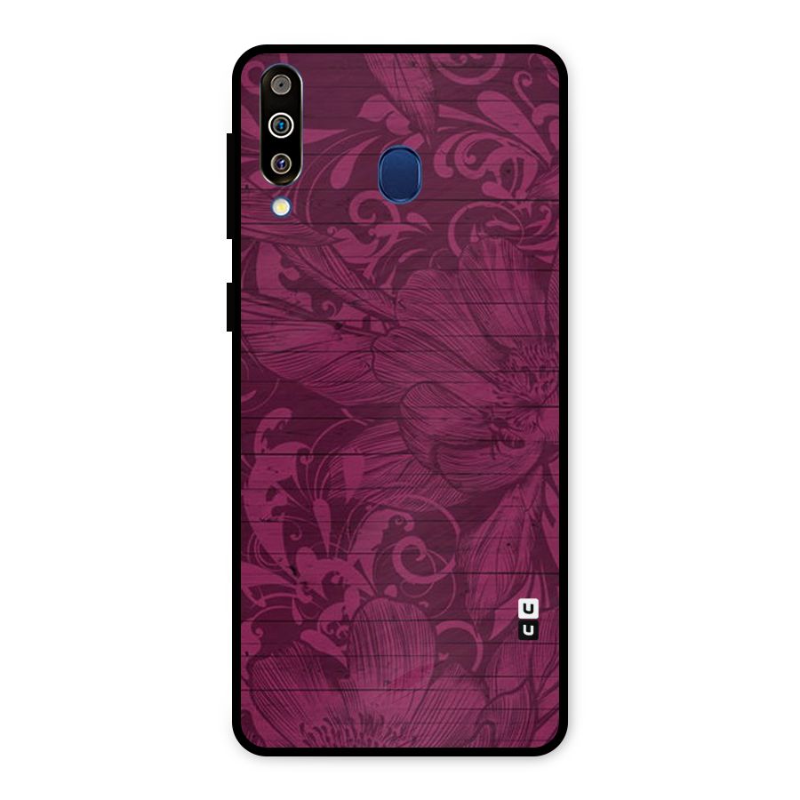 Magenta Floral Pattern Metal Back Case for Galaxy M30
