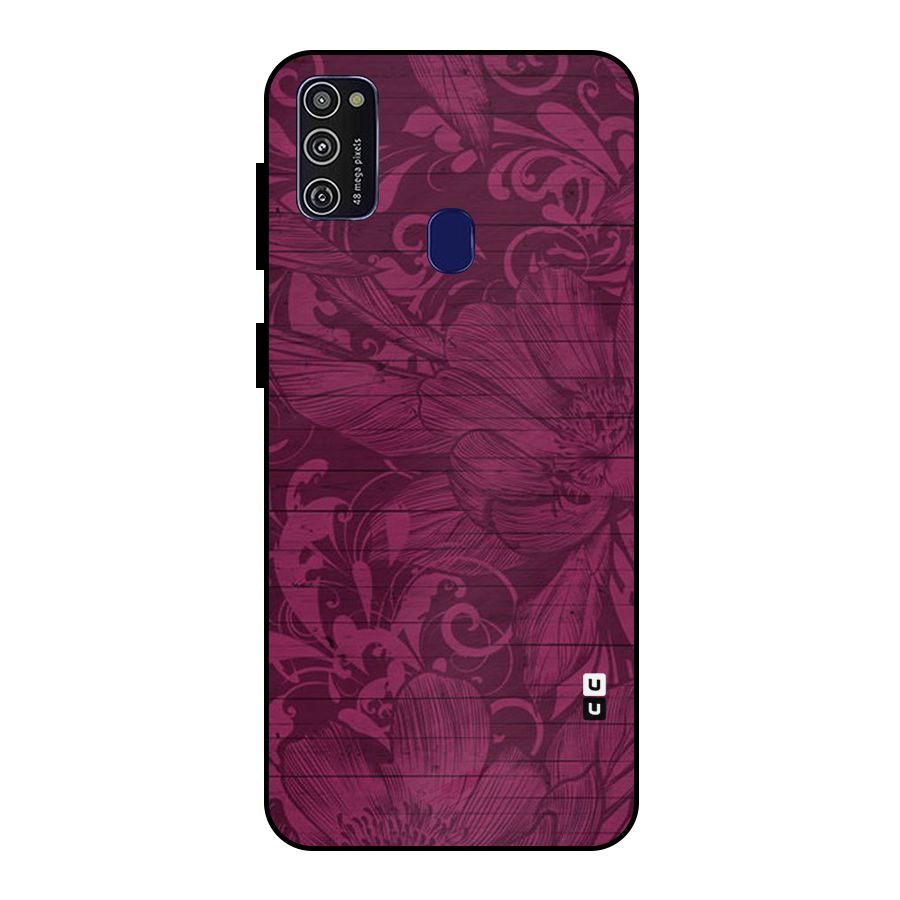 Magenta Floral Pattern Metal Back Case for Galaxy M30s