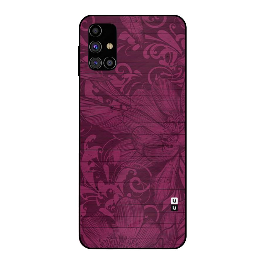 Magenta Floral Pattern Metal Back Case for Galaxy M31s