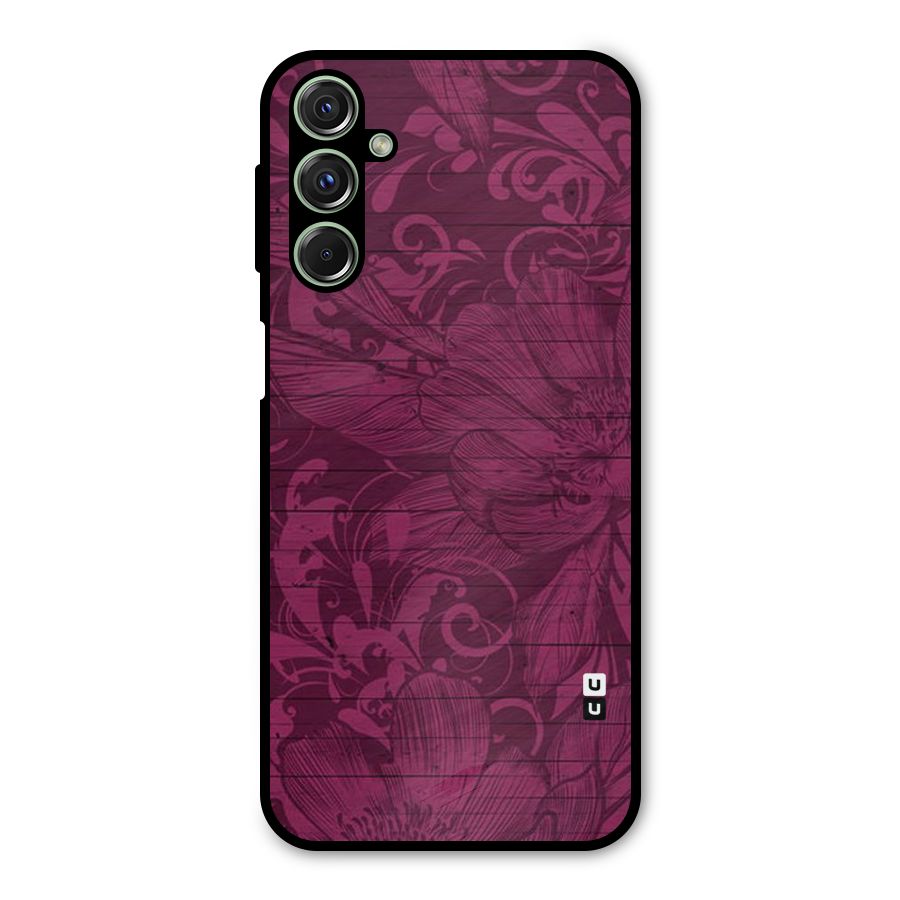 Magenta Floral Pattern Metal Back Case for Galaxy M34