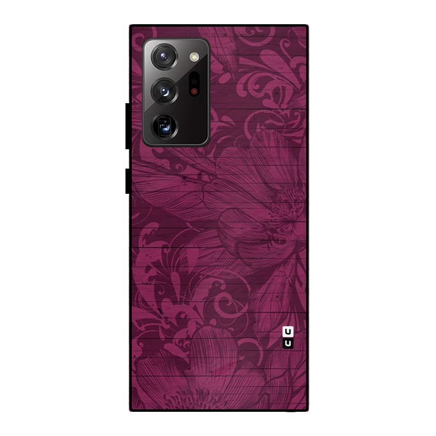 Magenta Floral Pattern Metal Back Case for Galaxy Note 20 Ultra
