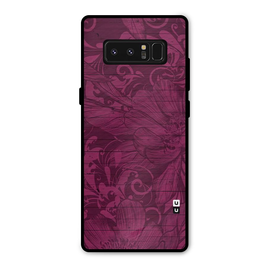 Magenta Floral Pattern Metal Back Case for Galaxy Note 8