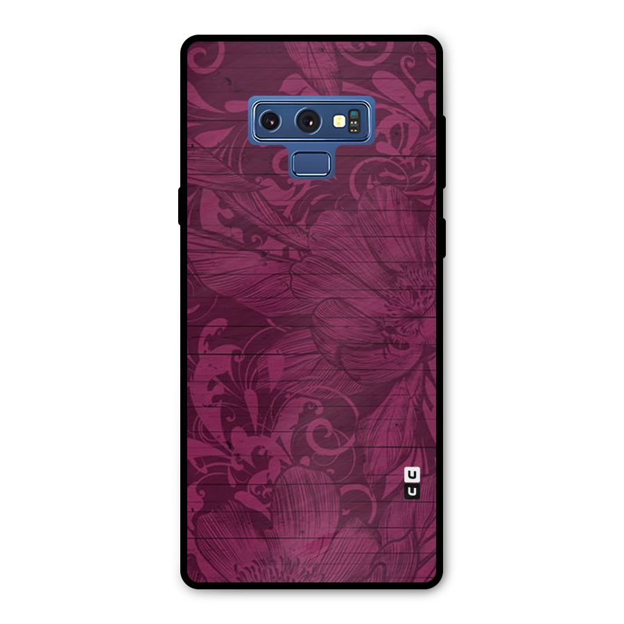 Magenta Floral Pattern Metal Back Case for Galaxy Note 9