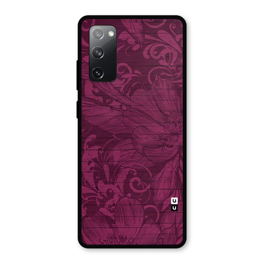 Magenta Floral Pattern Metal Back Case for Galaxy S20 FE 5G