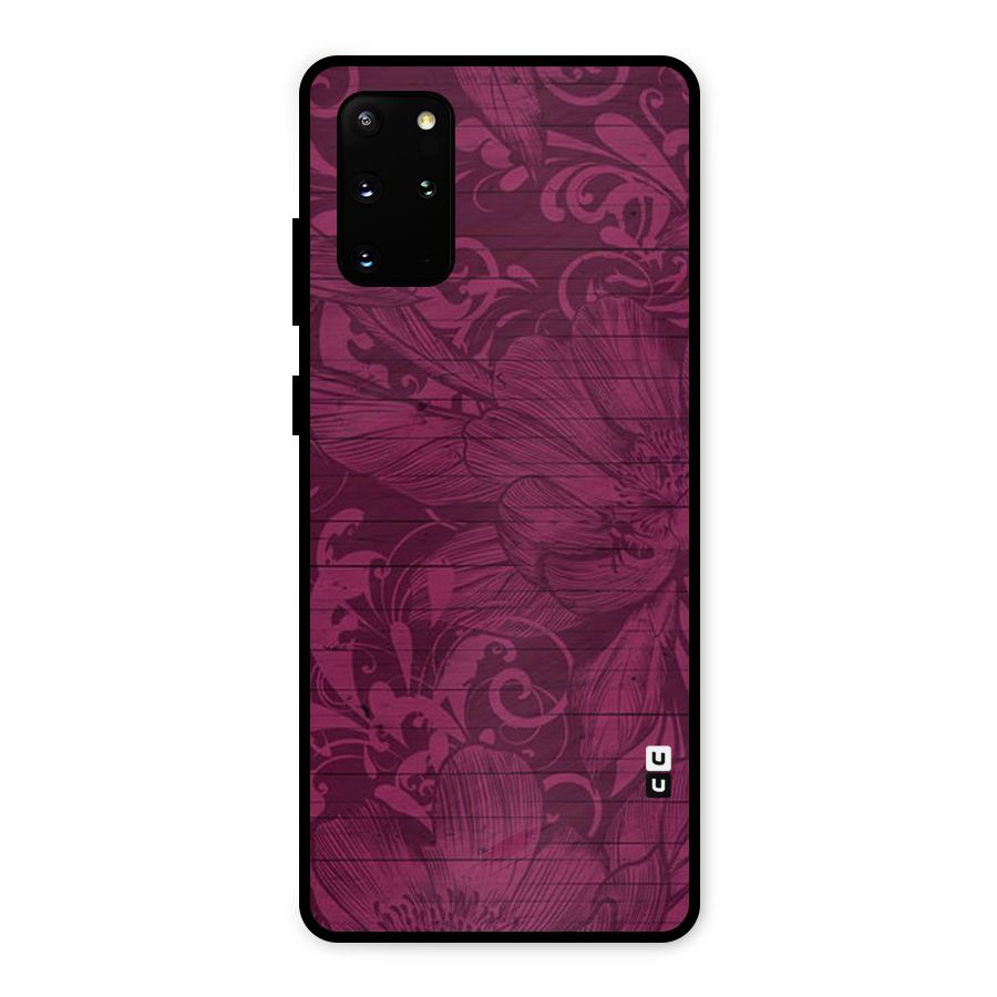 Magenta Floral Pattern Metal Back Case for Galaxy S20 Plus