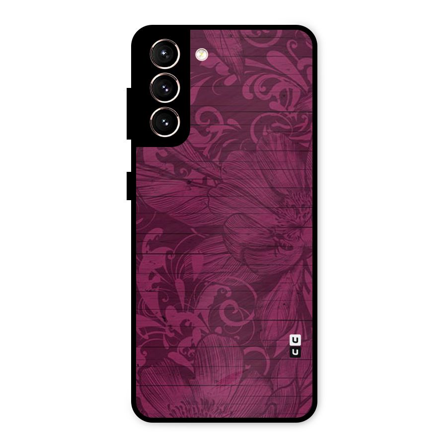 Magenta Floral Pattern Metal Back Case for Galaxy S21 5G