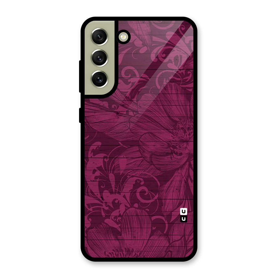 Magenta Floral Pattern Metal Back Case for Galaxy S21 FE 5G (2023)