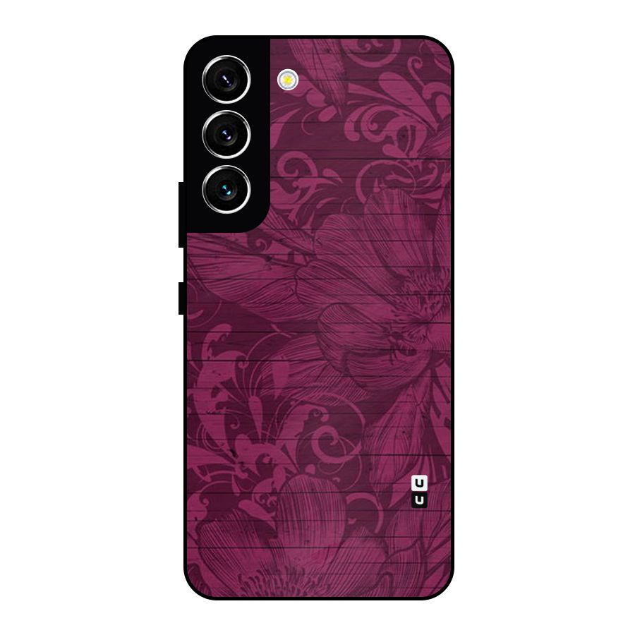 Magenta Floral Pattern Metal Back Case for Galaxy S22 5G