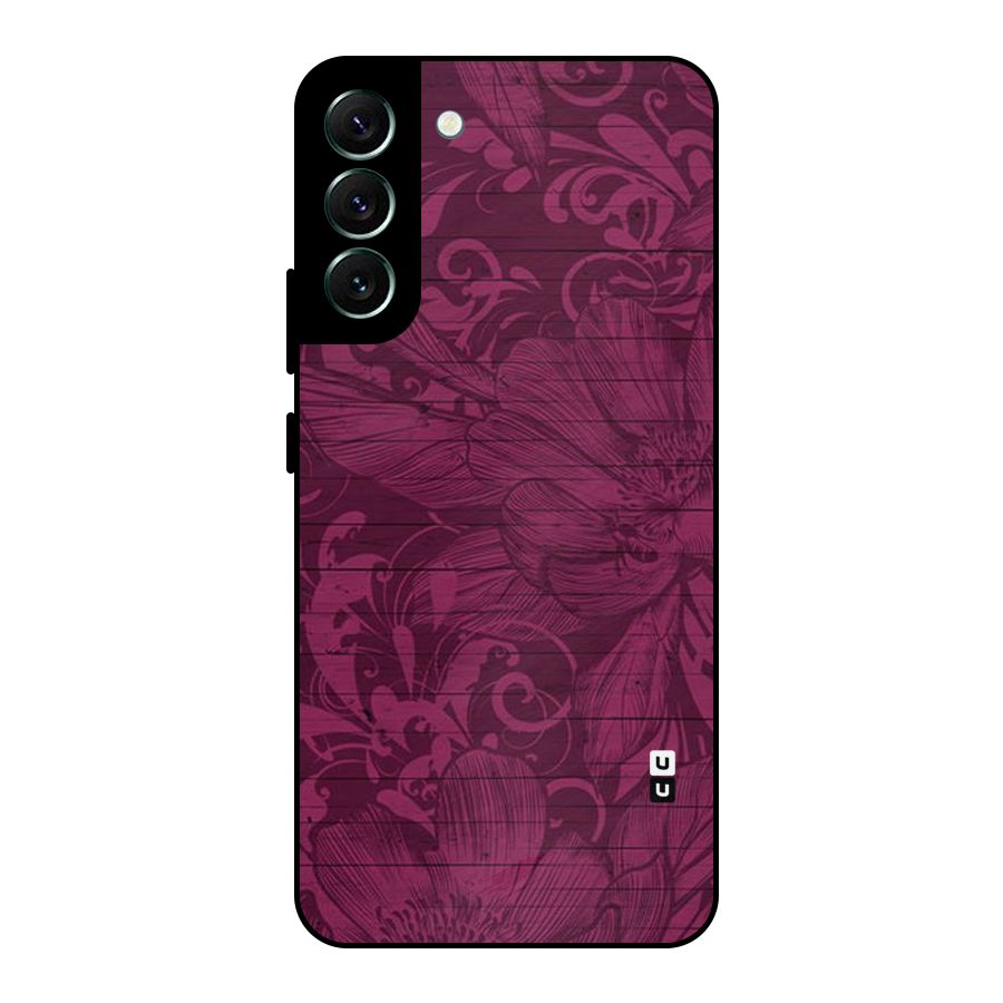 Magenta Floral Pattern Metal Back Case for Galaxy S22 Plus 5G
