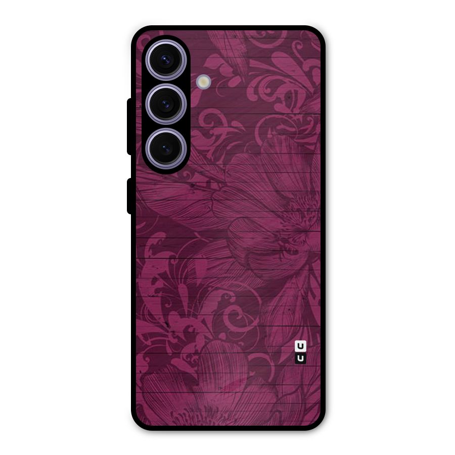 Magenta Floral Pattern Metal Back Case for Galaxy S24