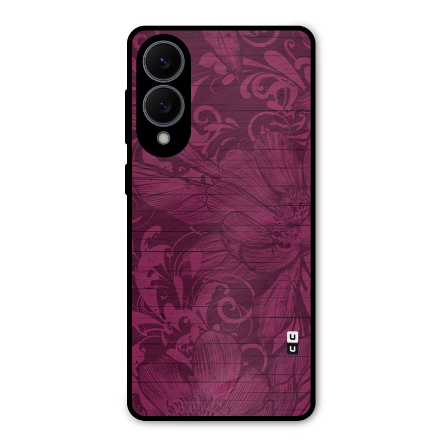 Magenta Floral Pattern Metal Back Case for Galaxy S25 Edge