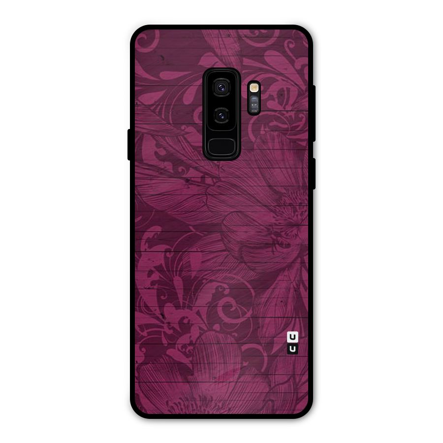 Magenta Floral Pattern Metal Back Case for Galaxy S9 Plus