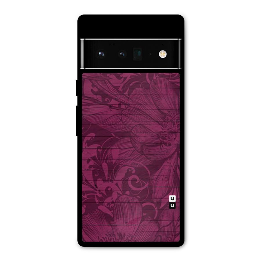 Magenta Floral Pattern Metal Back Case for Google Pixel 6 Pro