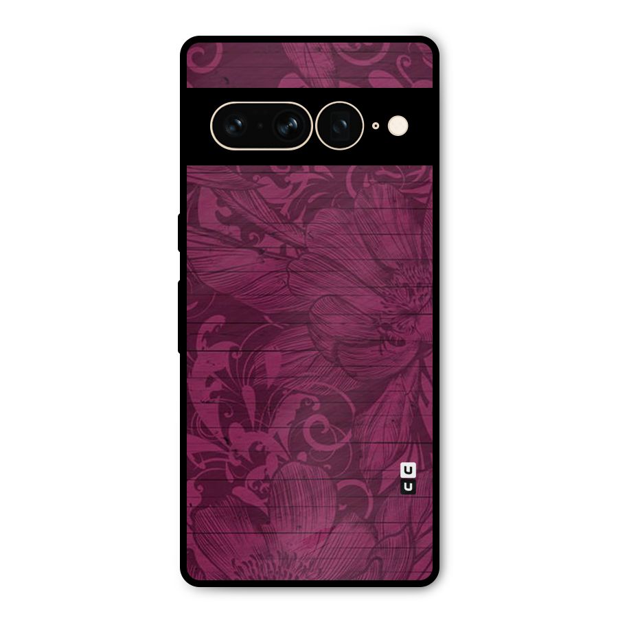 Magenta Floral Pattern Metal Back Case for Google Pixel 7 Pro