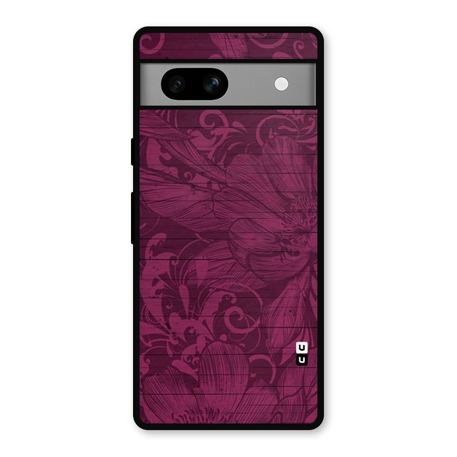 Magenta Floral Pattern Metal Back Case for Google Pixel 7a