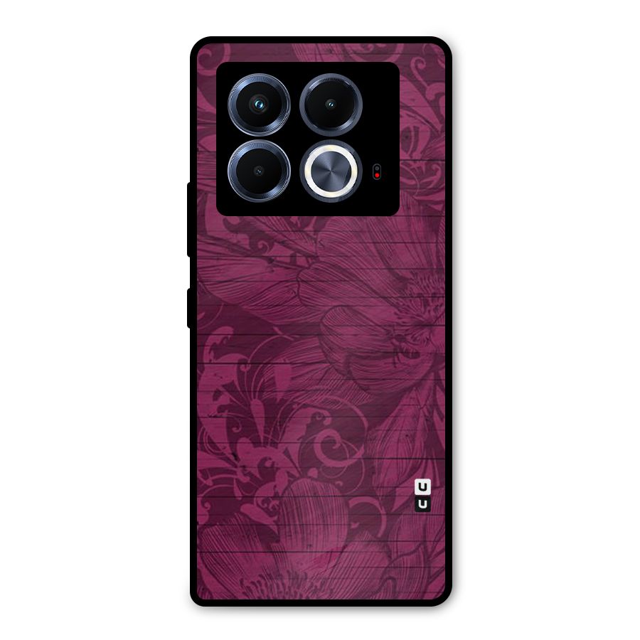 Magenta Floral Pattern Metal Back Case for Infinix Note 40 5G