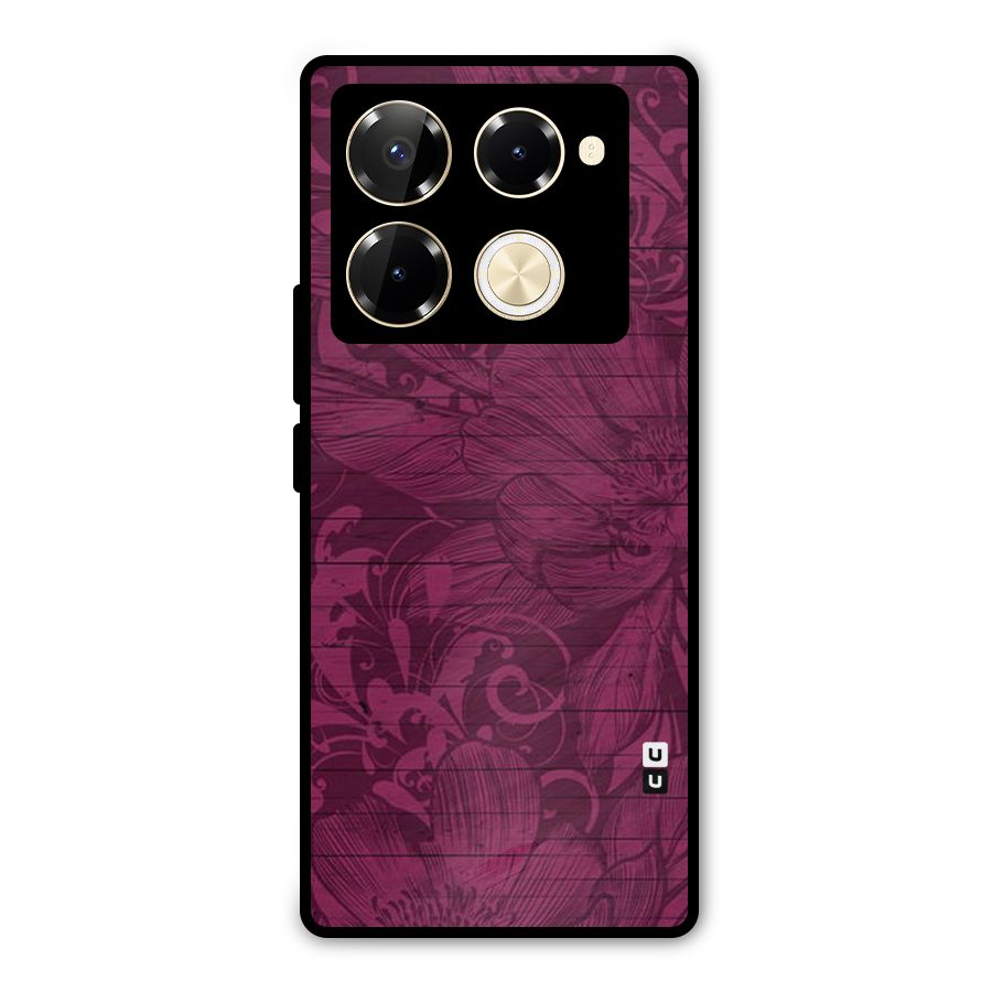Magenta Floral Pattern Metal Back Case for Infinix Note 40 Pro Plus