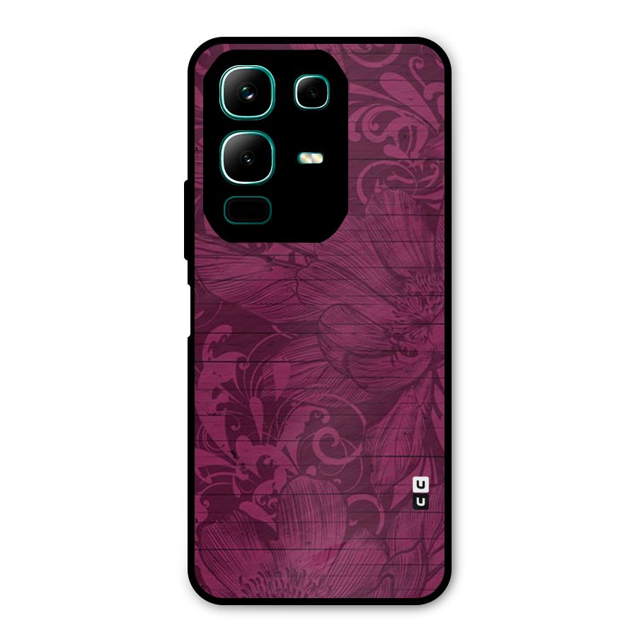 Magenta Floral Pattern Metal Back Case for Infinix Note 50x