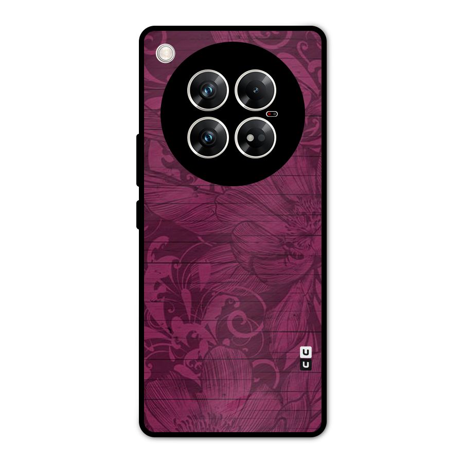 Magenta Floral Pattern Metal Back Case for Infinix Zero 40 5G