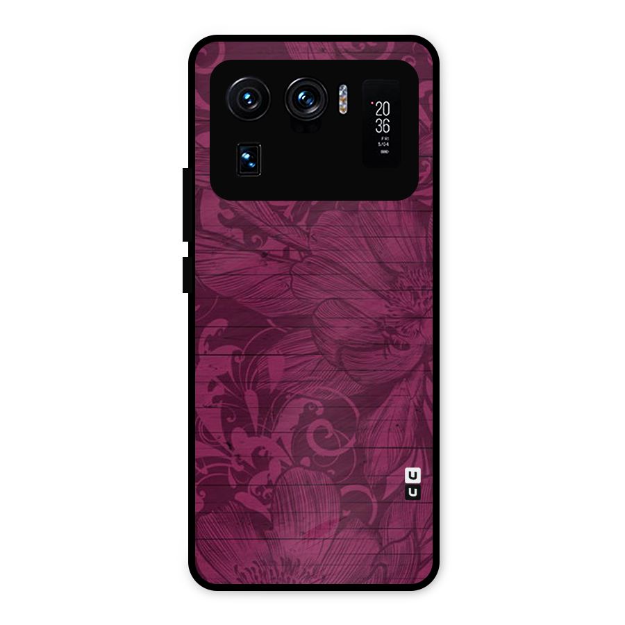 Magenta Floral Pattern Metal Back Case for Mi 11 Ultra