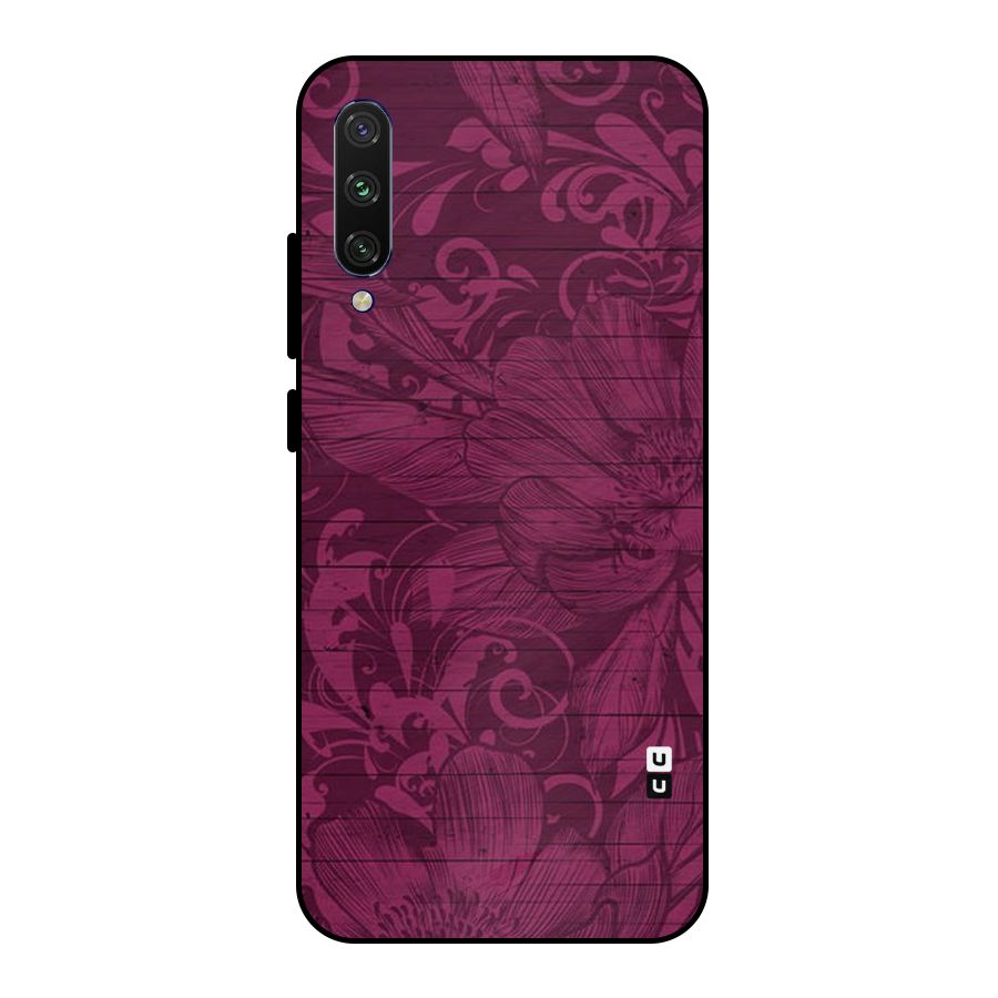 Magenta Floral Pattern Metal Back Case for Mi A3