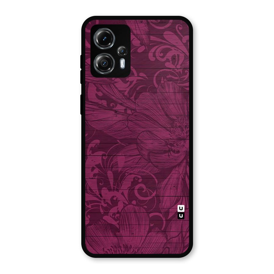 Magenta Floral Pattern Metal Back Case for Moto G13