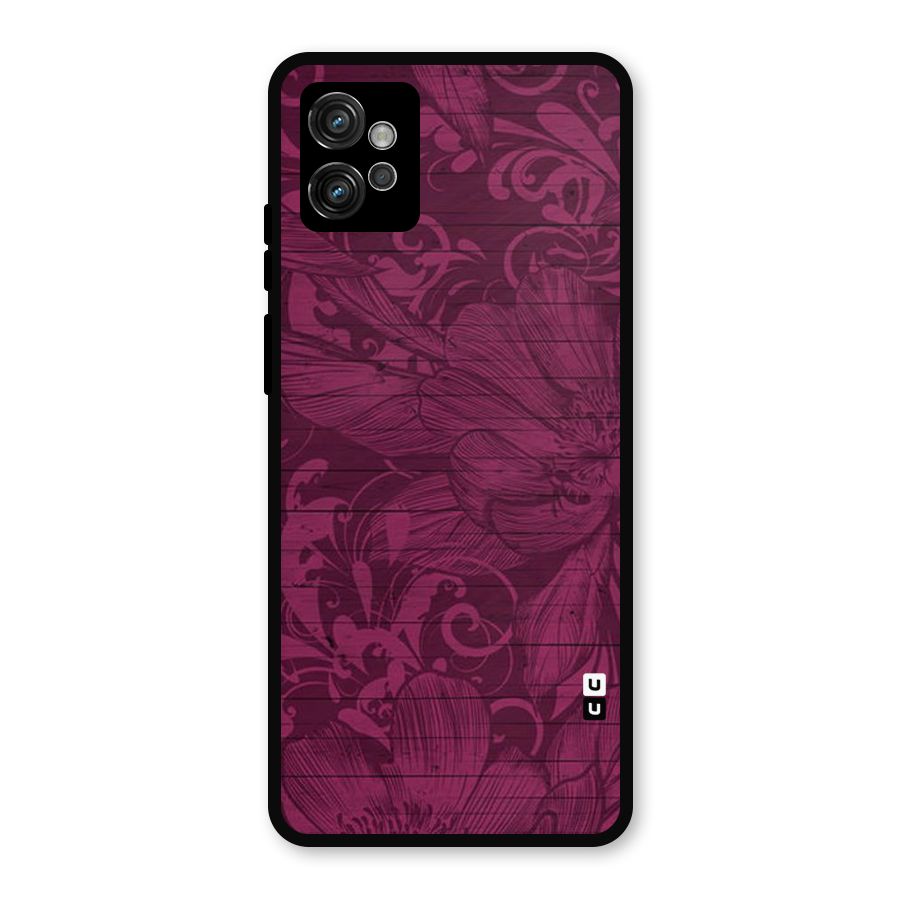 Magenta Floral Pattern Metal Back Case for Moto G32