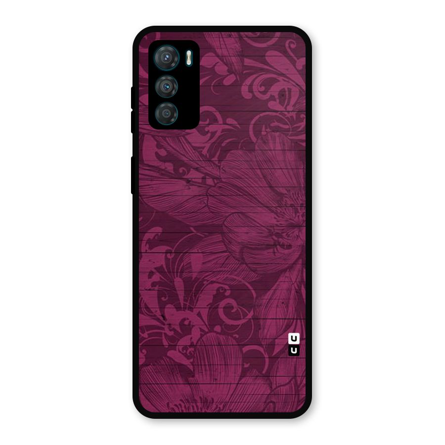 Magenta Floral Pattern Metal Back Case for Moto G42