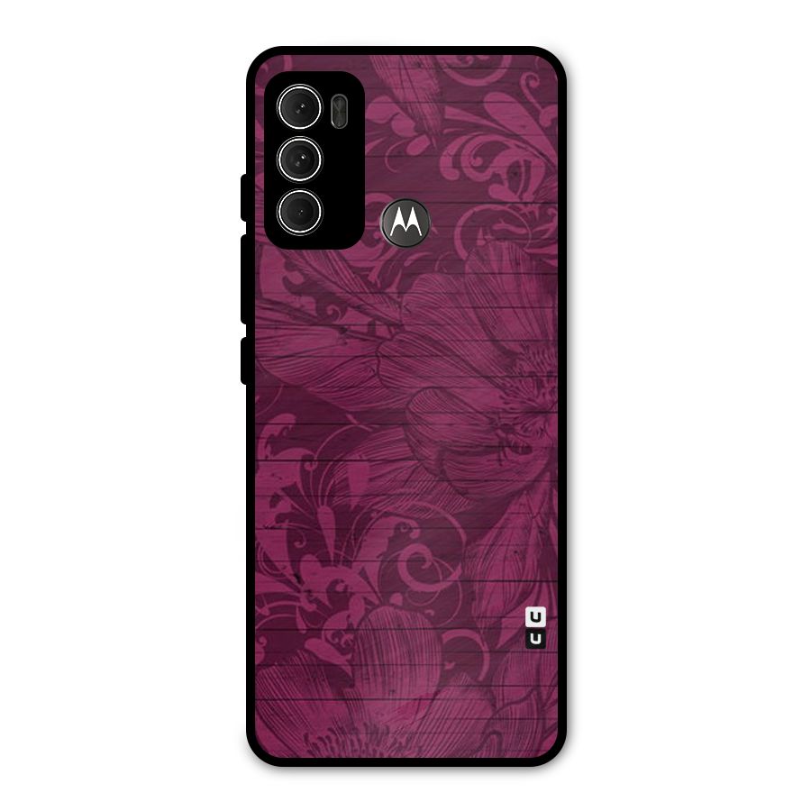 Magenta Floral Pattern Metal Back Case for Moto G60