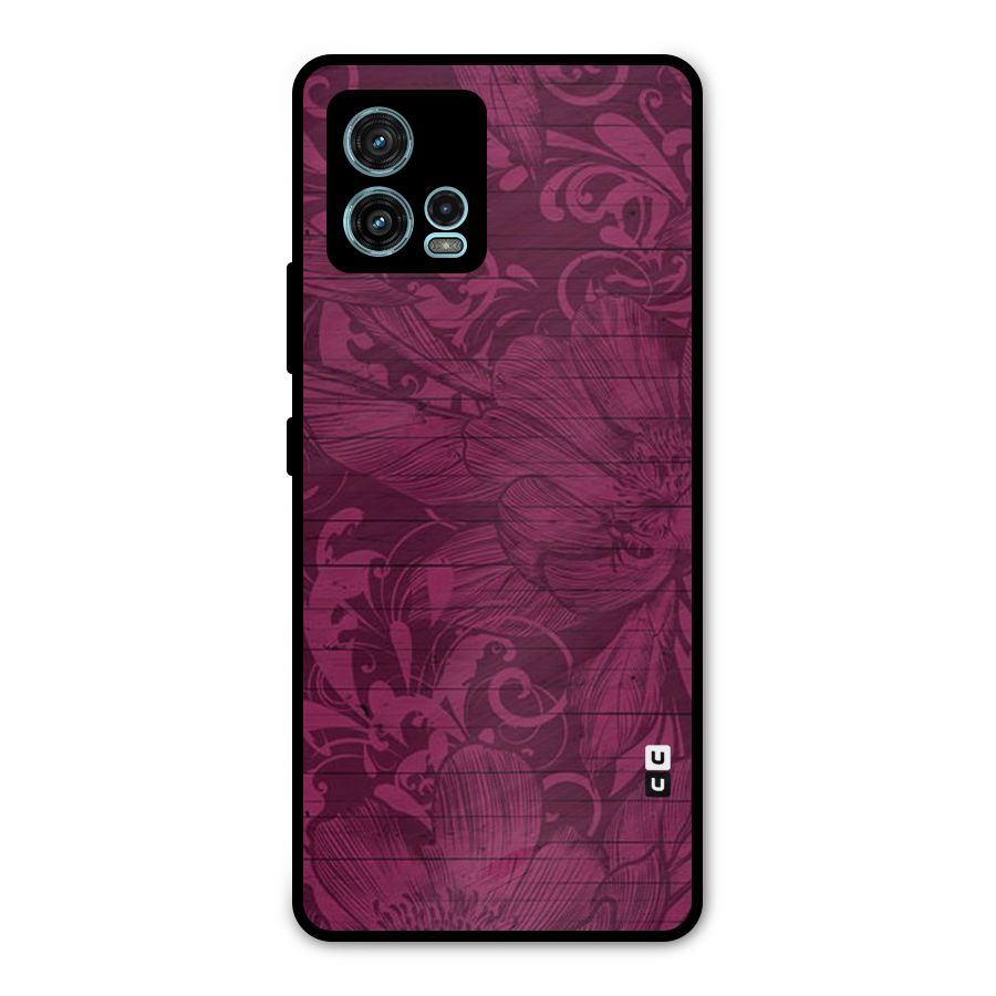 Magenta Floral Pattern Metal Back Case for Moto G72