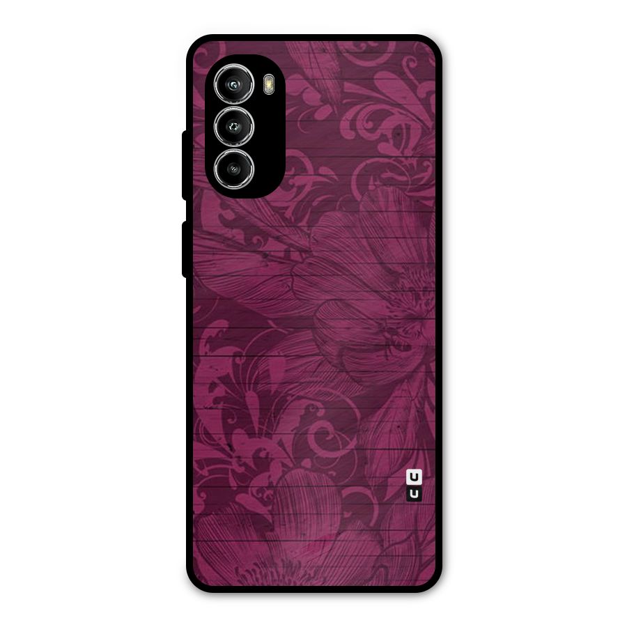 Magenta Floral Pattern Metal Back Case for Moto G82